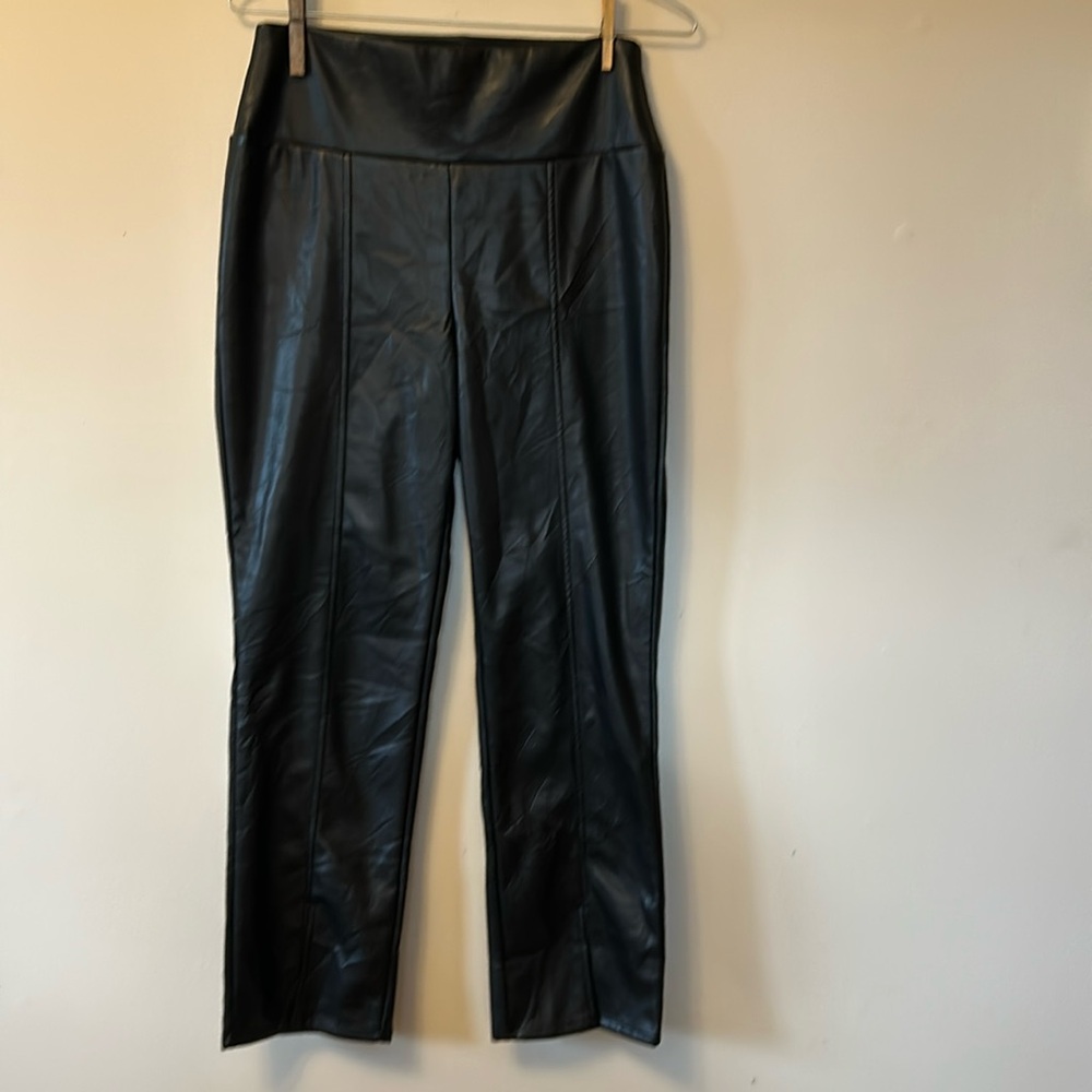 Bagatelle Collection wide waistband black polyurethane pants like new s…